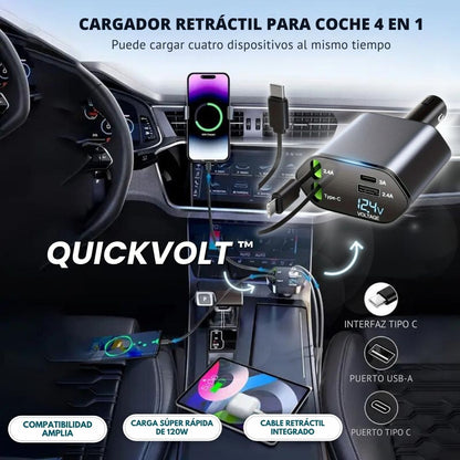 QuickVolt: Cargador De Coche Para Teléfono 4 En 1