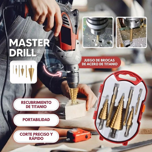 MasterDrill Set: Kit de Brocas Escalonadas de titanio