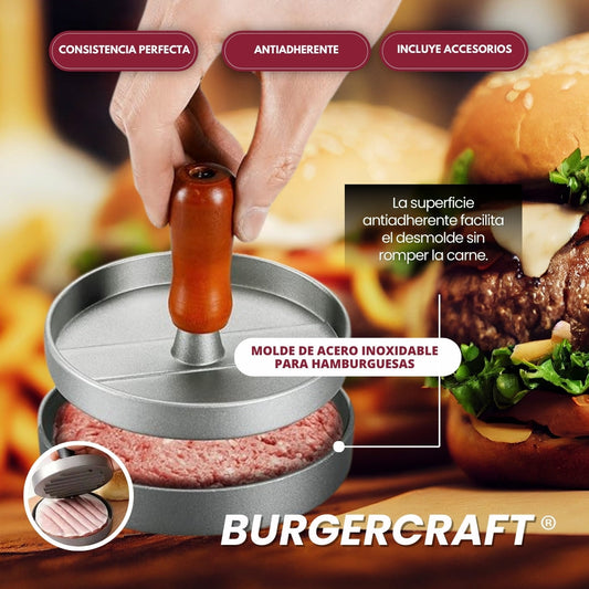 BurgerCraft®: Molde de acero inoxidable para hamburguesas