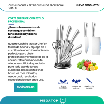 MasterChef: Cuchillo CHEF + GRATIS SET DE 7 PIEZAS