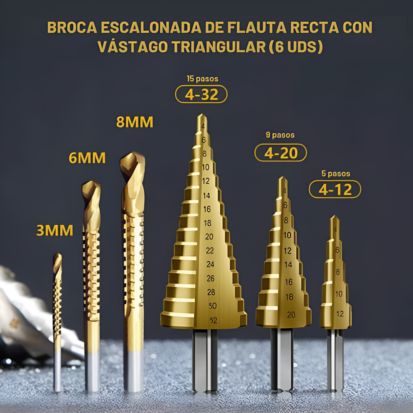 MasterDrill Set: Kit de Brocas Escalonadas de titanio